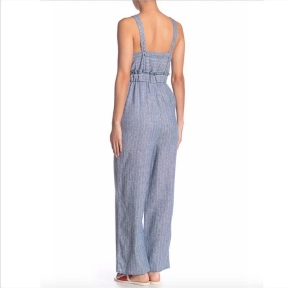 Romeo + Juliette Couture Linen Blend Jumpsuit Size Small Blue/Ivory NWT - Picture 3 of 13